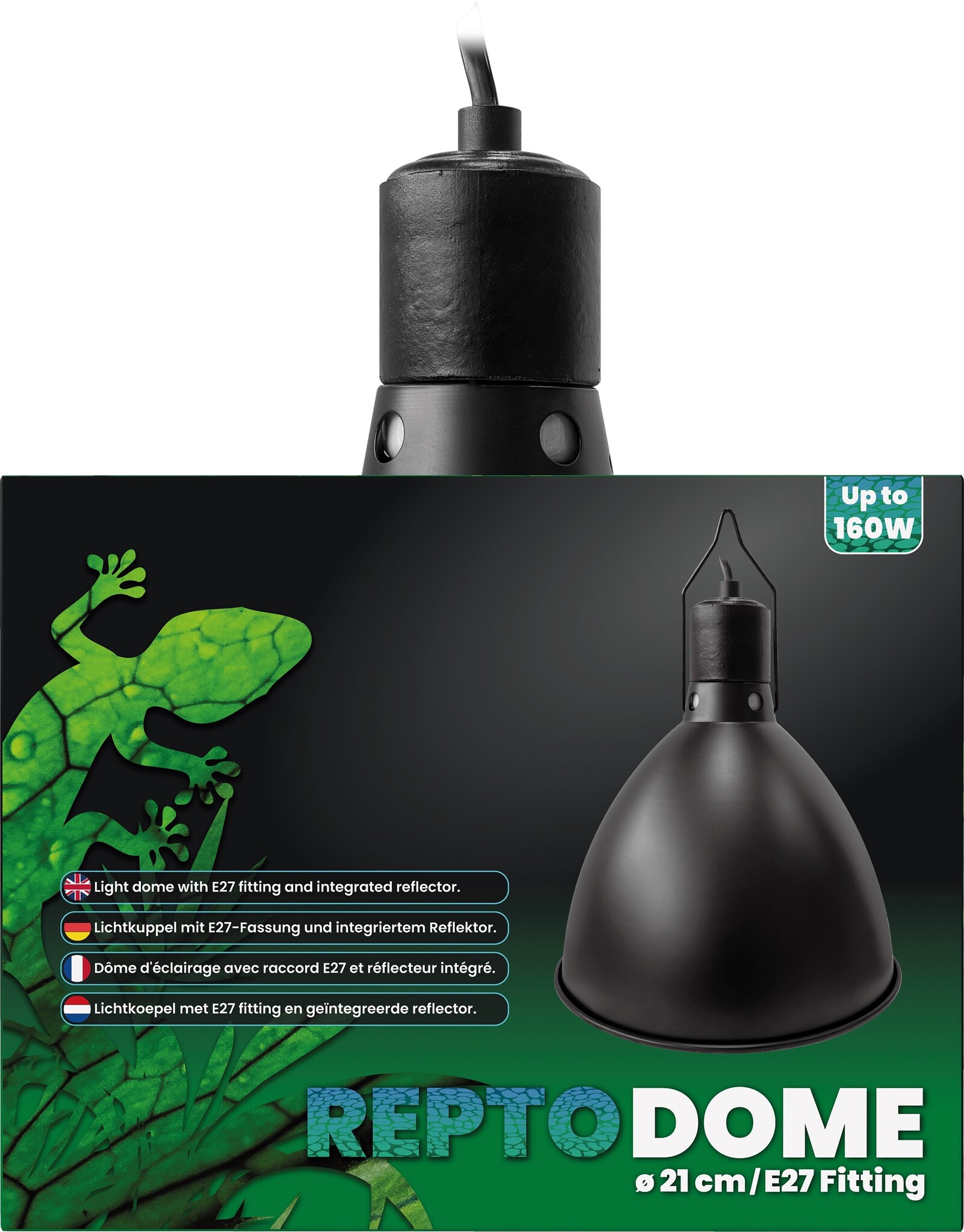 Repto Dome E27 Fitting 21cm Zwart