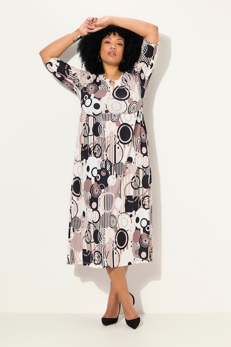 Jersey-Maxikleid, A-Linie, Rundhals, 3/4-Arm, Taschen