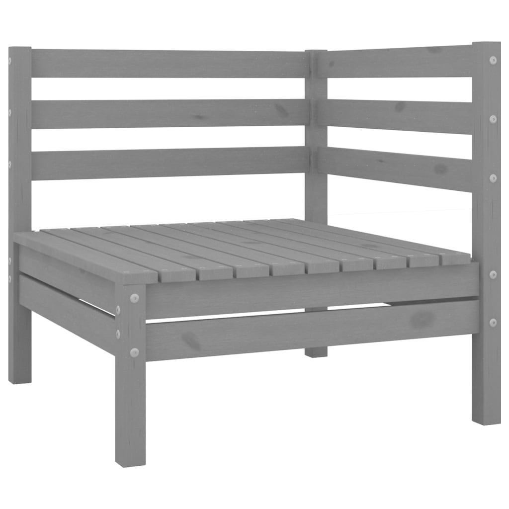 Salon de jardin meuble d'extérieur ensemble de mobilier 7 pièces gris bois de pin massif