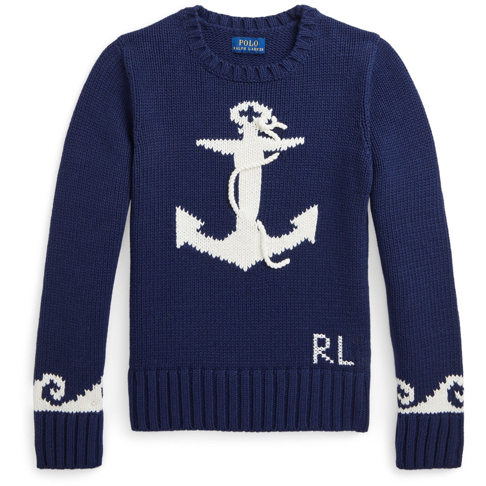 Køb Polo Ralph Lauren Newport Navy / Clubhouse Cream Girl Pullover