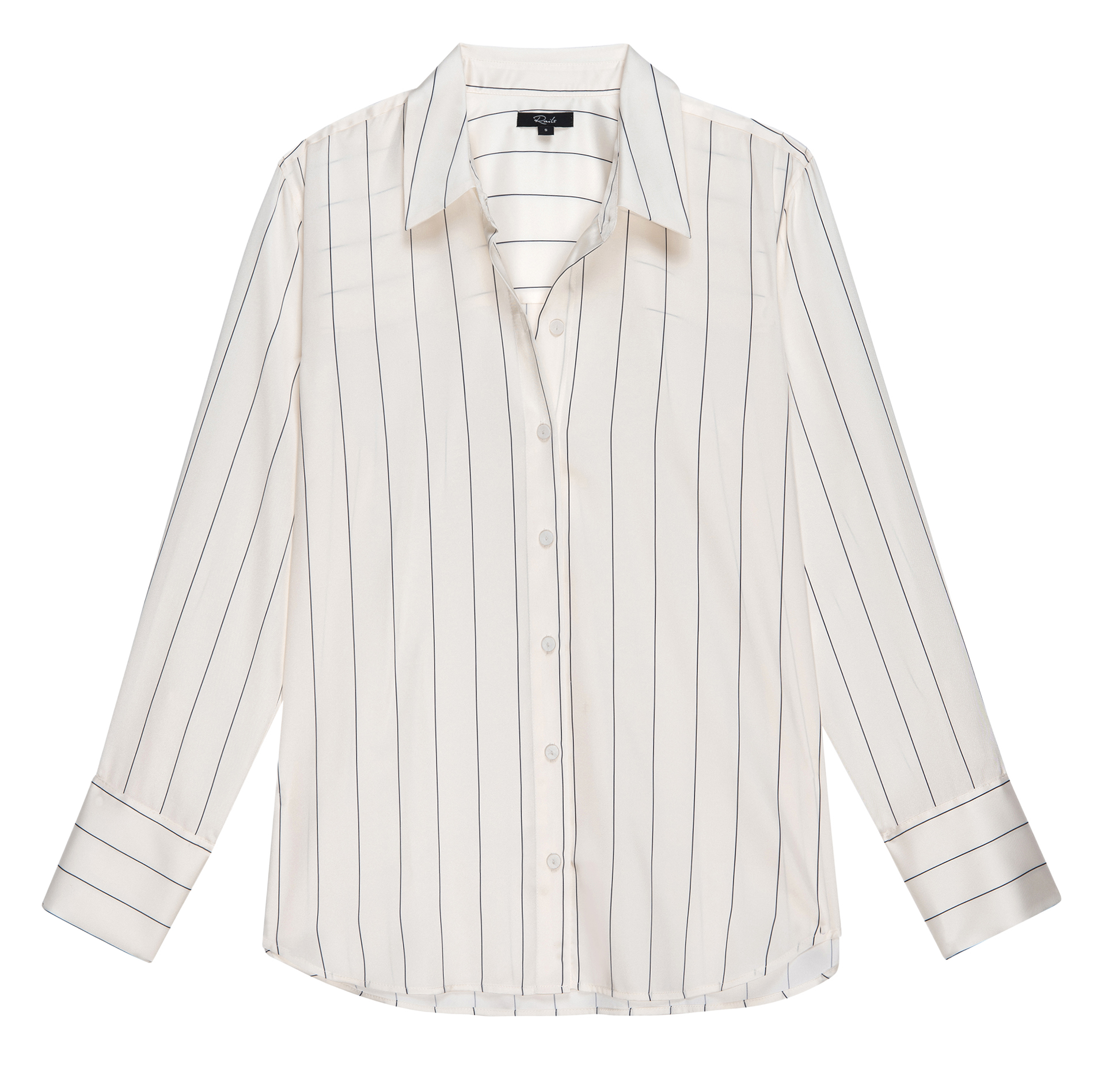 SAIGE - Chemsie col classique rayée | Blanc