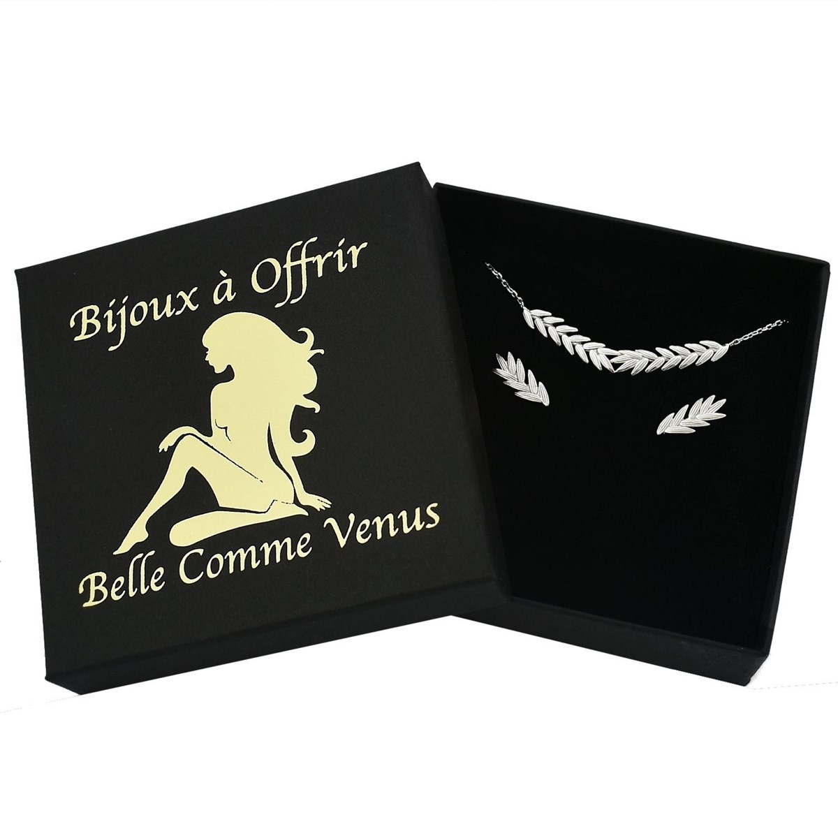 Parure épi branche de laurier Argent 925 Rhodié