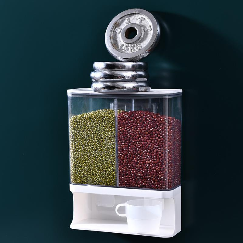 (31x24.5cm) Vorratsbehälter Universal Spender mit Wandhalterung inkl. Messbecher für Waschpulver / Cerealien / Hülsenfrüchte