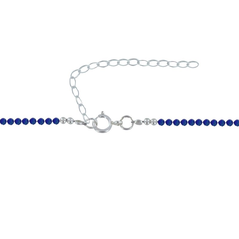 Collier Perles Facettées de Lapis Lazuli et Perles Argent