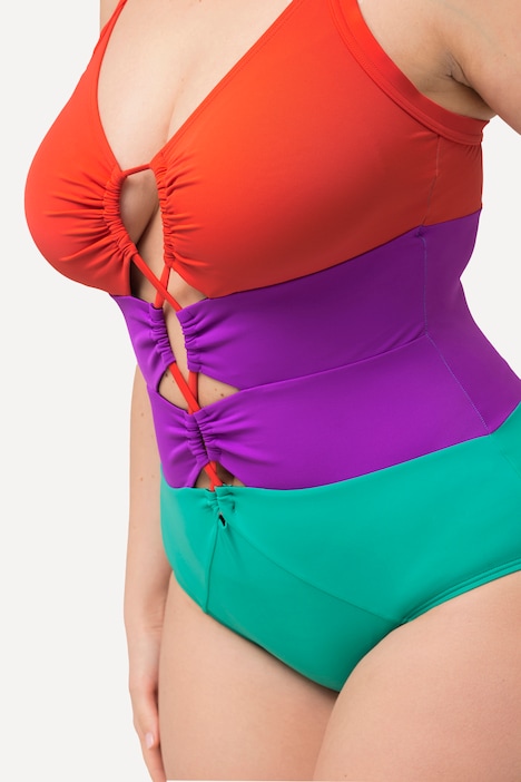 Badeanzug, Colorblocking, Softcups, Aussparungen, recycelt
