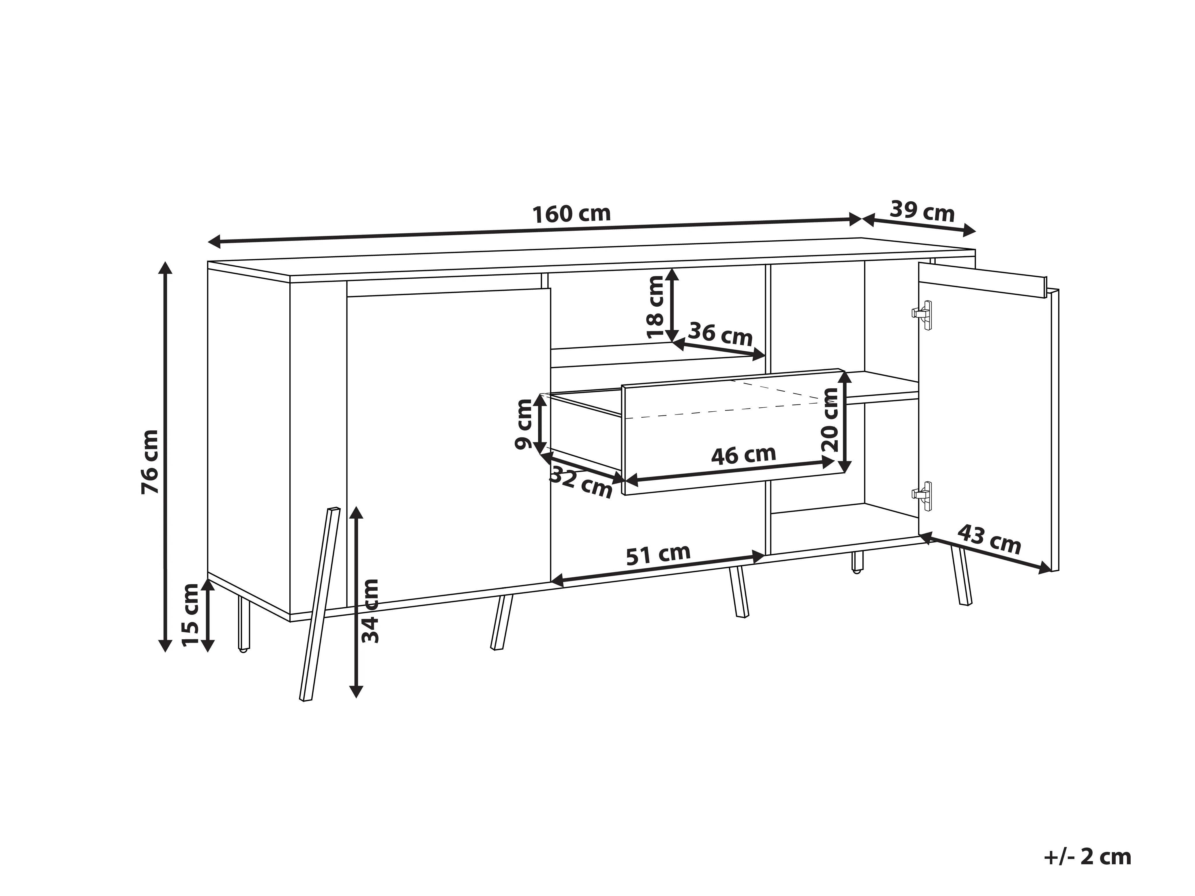 Dressoir met 2 deuren BLACKPOOL Wit