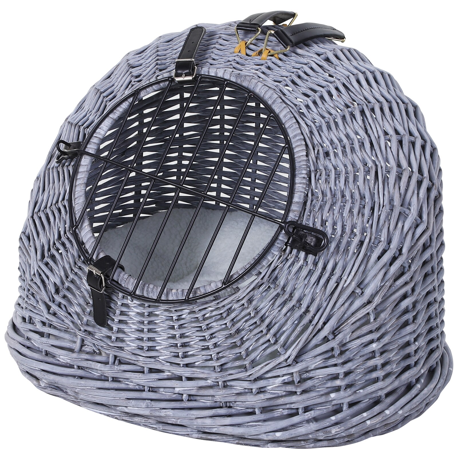PawHut 2 in 1 Transportbox mit Kissen grau 47 x 35 x 35 cm (LxBxH)
