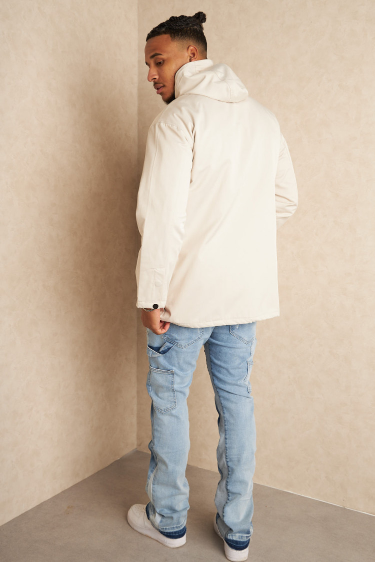 Parka beige à capuche