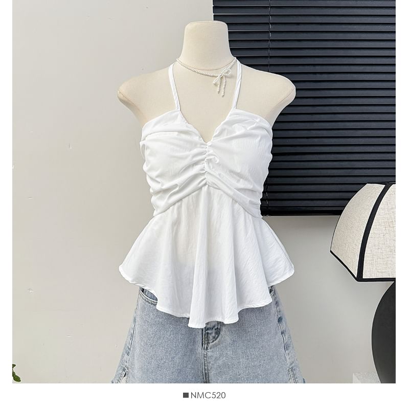 Lemongrass - V-hals peplum haltertop