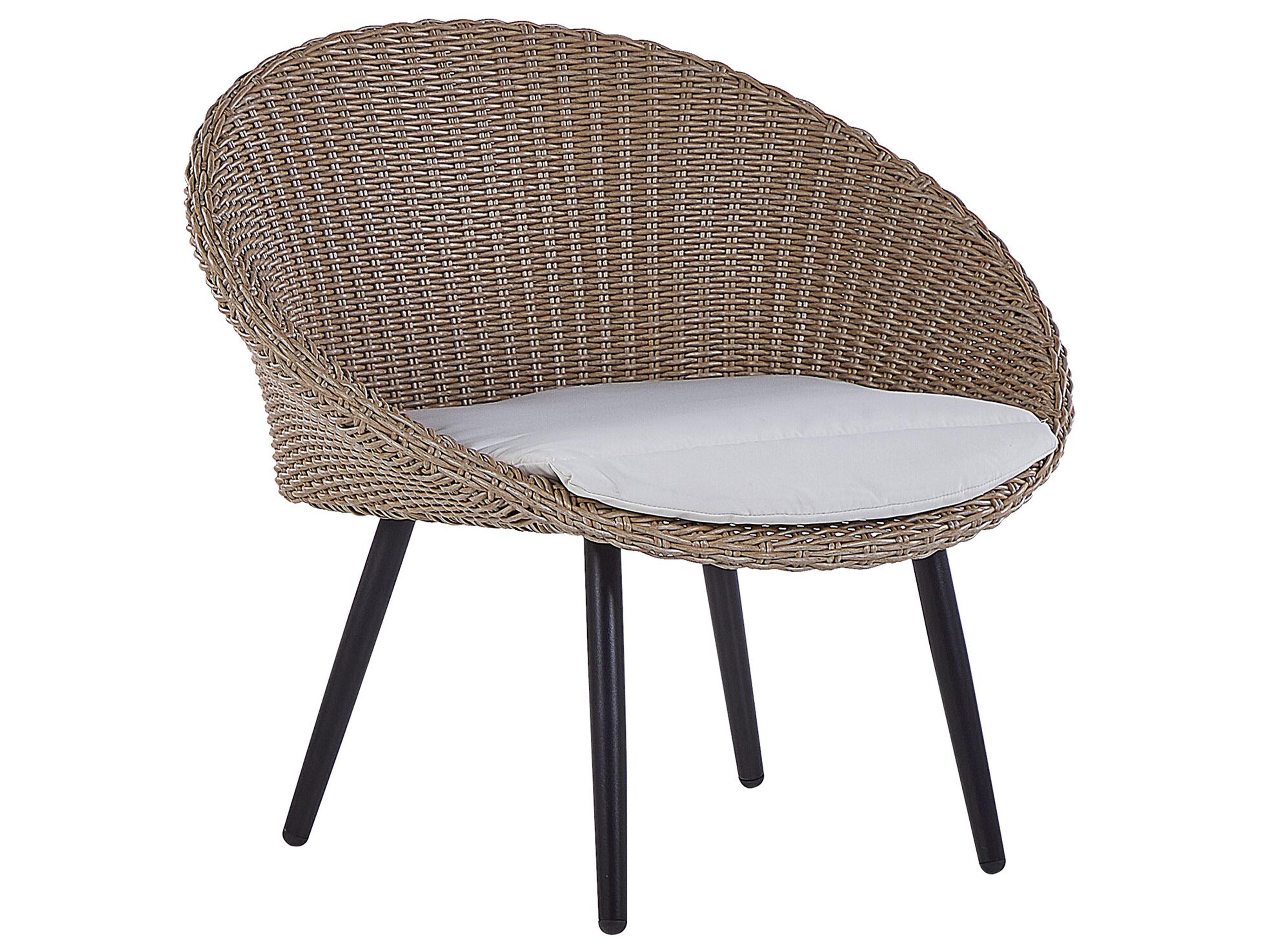 Bistroset met kussens ORTIGIA PE rotan Beige Lichtbeige
