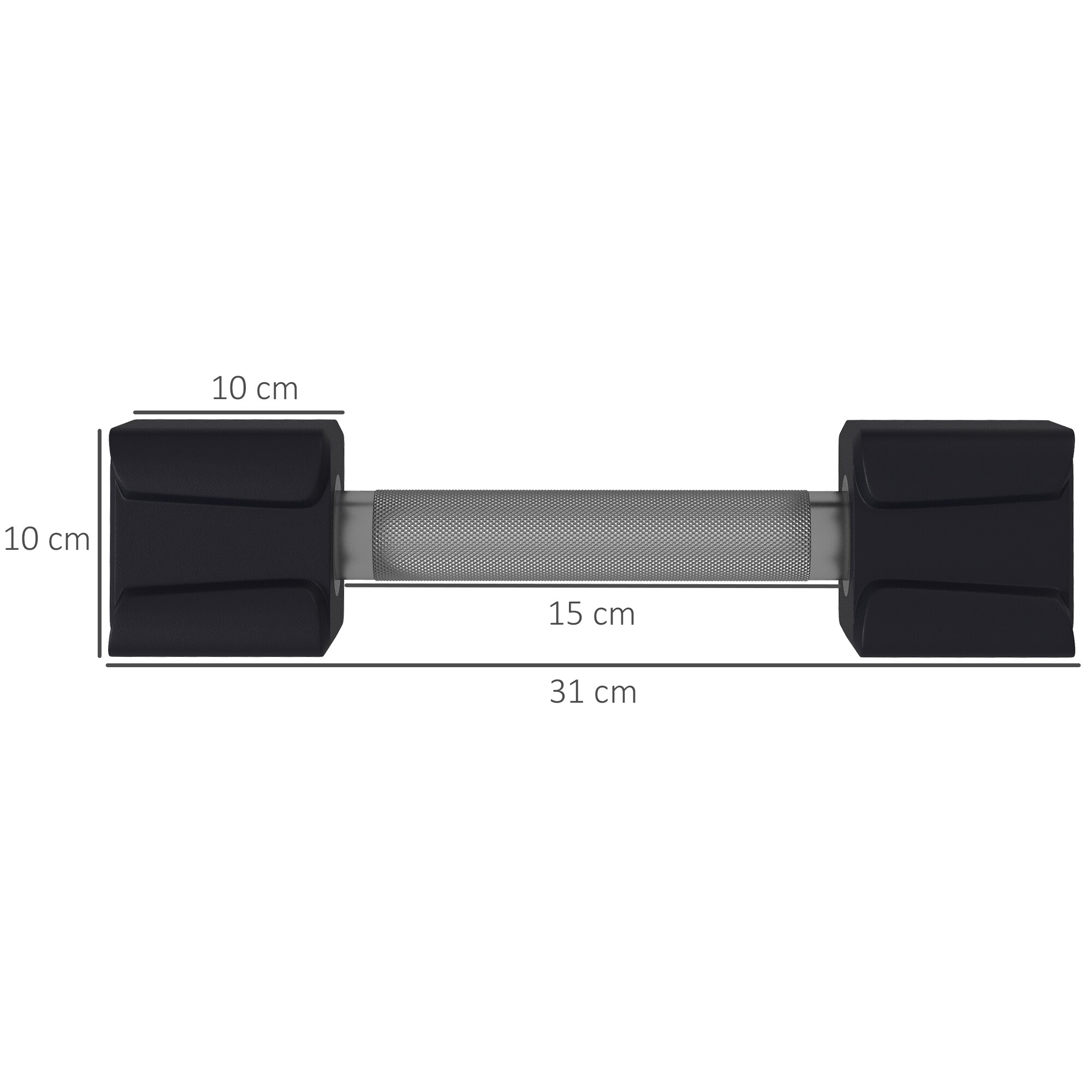 SPORTNOW Kurzhanteln im 2er Set mit je 10 kg schwarz 31L x 10B x 10H cm