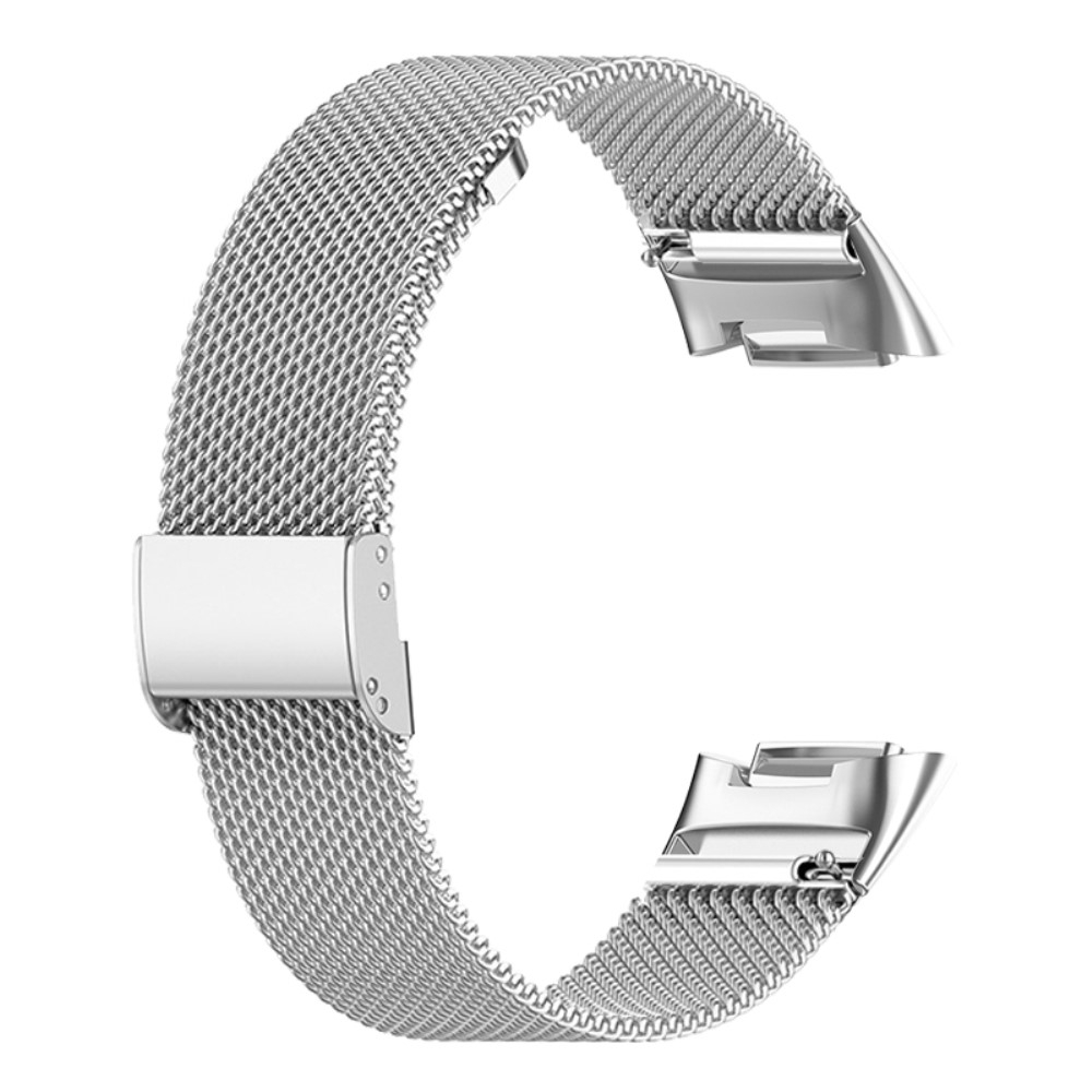 Fitbit Charge 6 / 5 Edelstahl Armband Milanaise mit Klippverschluss (Gelenkumfang: 150-180mm) - Silber
