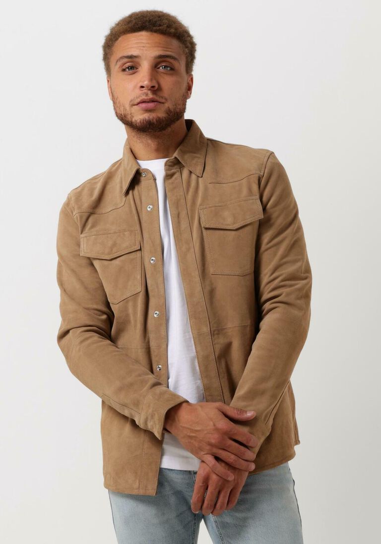 GOOSECRAFT taupe goosecraft overshirt gc wyatt shirt
