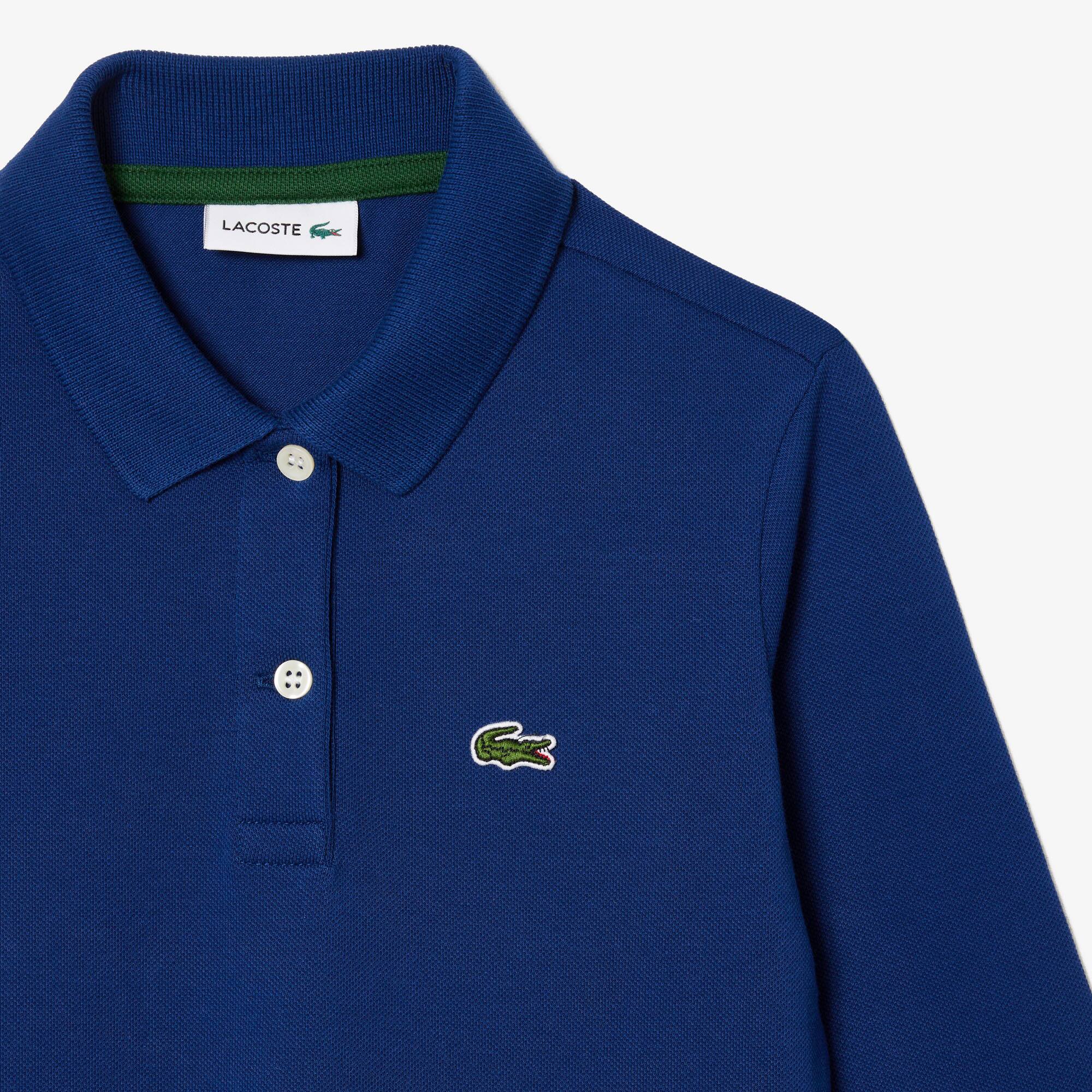 Robe fille Lacoste manches longues et col polo en piqué stretch Pantalons & Robes - Bleu - Lacoste - Fille