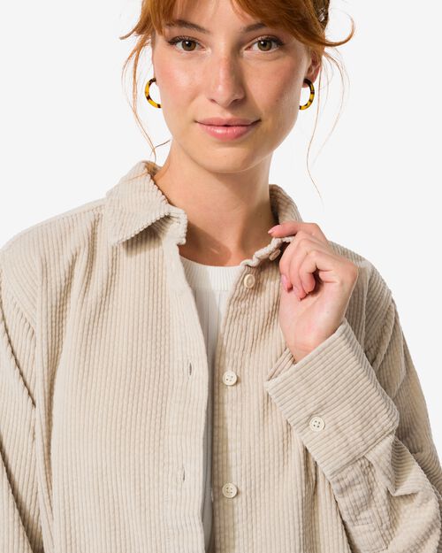 chemise femme Lena en velours côtelé sable