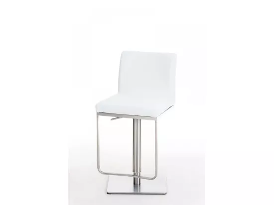 Lot de 2 Tabouret de bar - Similicuir & Acier inoxydable - Blanc - Panama