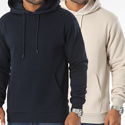 Lot de 2 Sweats Capuche Bradley Bleu Marine Beige