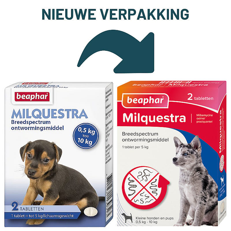 Milquestra Wormtabletten Kleine Hond Pup 0.5-10 kg Beaphar 2 Tabletten