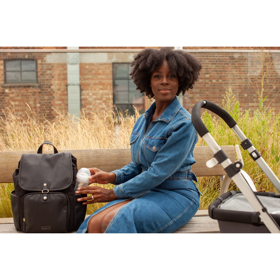 Babymel Wickelrucksack Freddie Vegan Leather Black Convertible