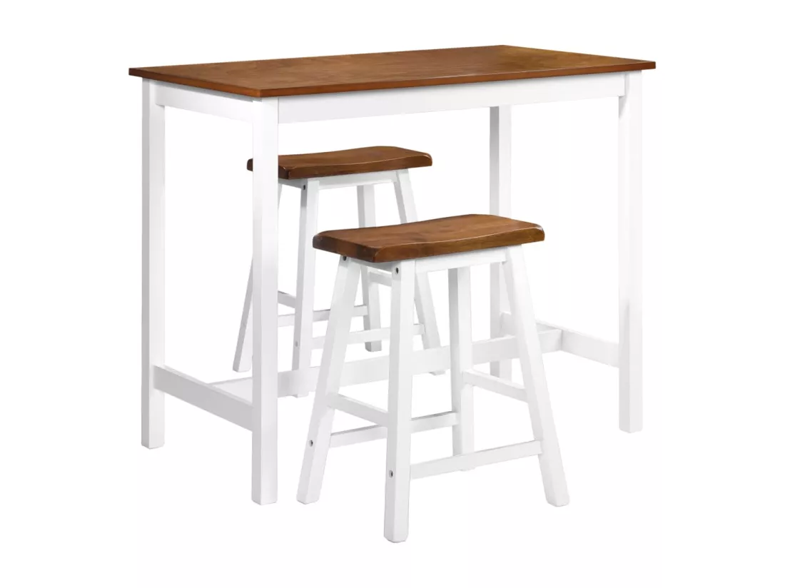 Table de bar et tabouret 3 pcs Bois massif