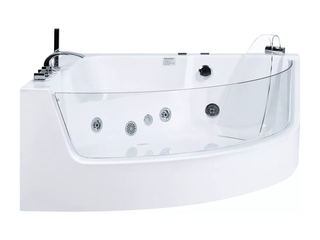 Baignoire d'angle blanche 190 x 135 cm avec LED MARINA