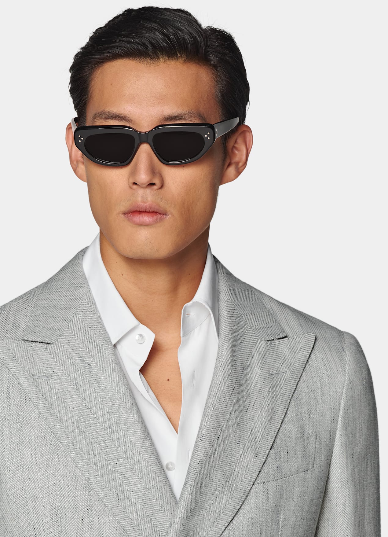 Blazer Havana coupe Tailored gris clair à chevrons