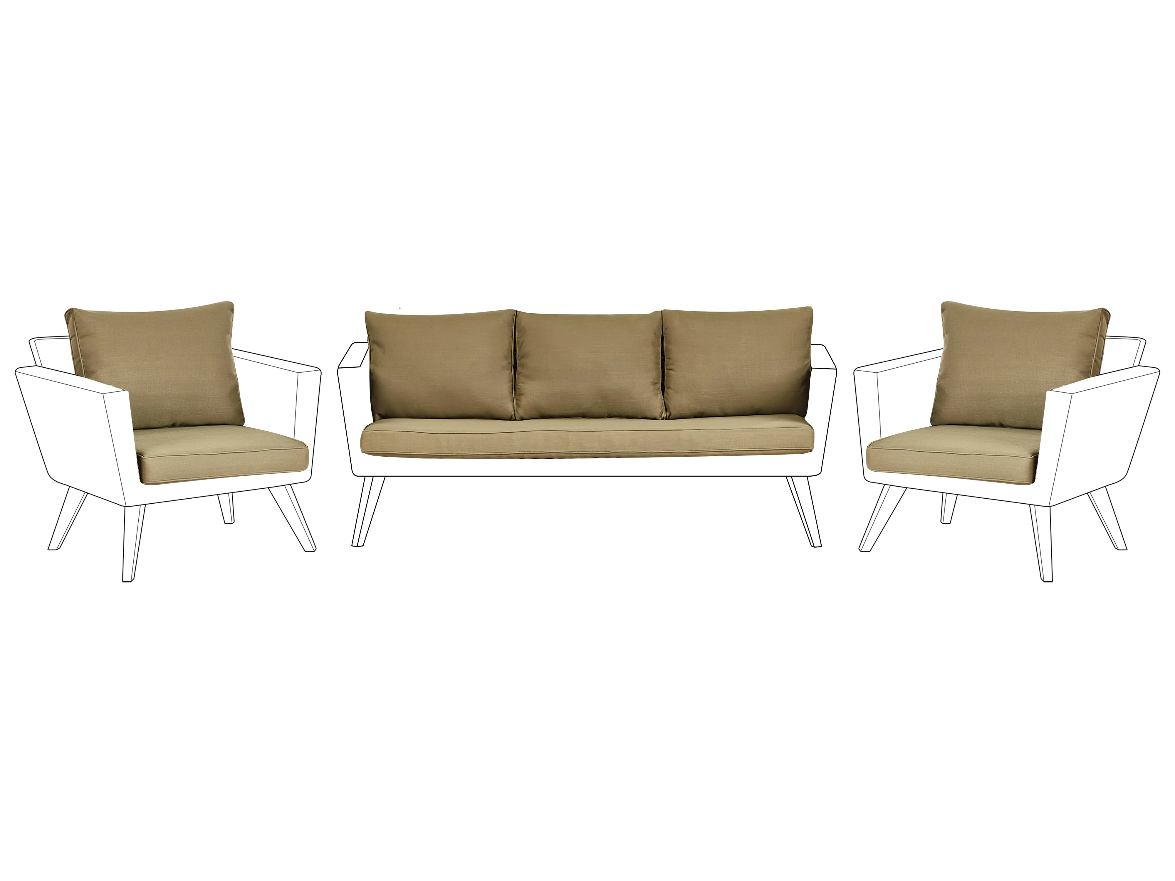 Set tuinkussenhoezen VITTORIA XL Olijfgroen