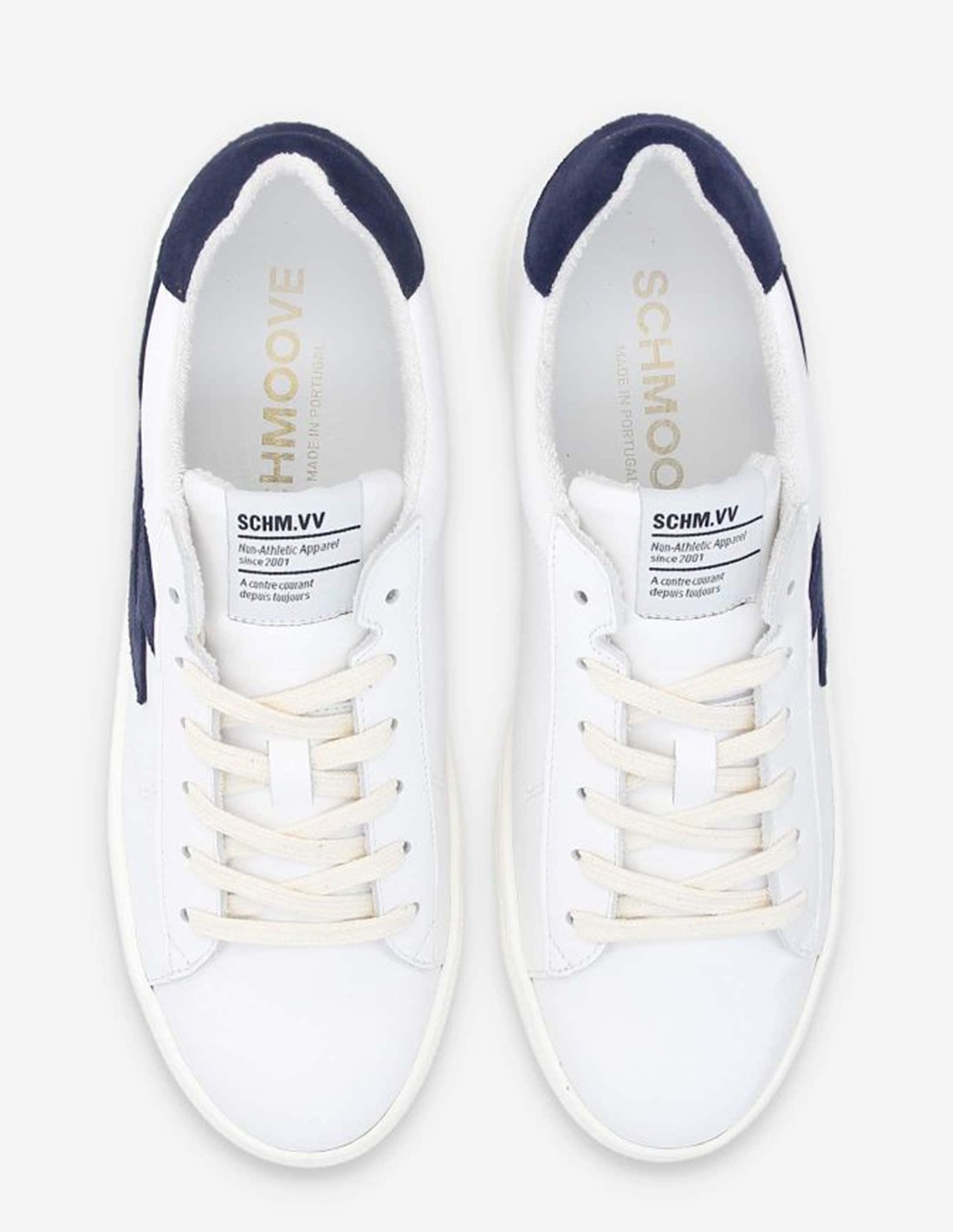 schmoove Baskets de ville Homme Spark Signature M Blanc/Bleu Cuir