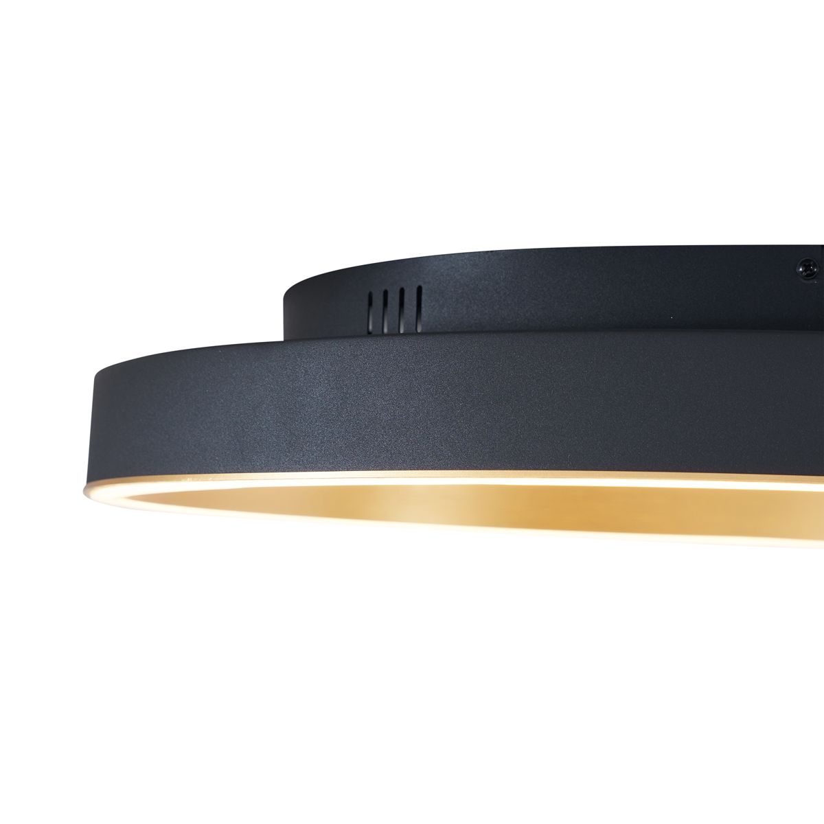 Design plafondlamp zwart met goud 60cm incl. LED 3-way switch - Ingo