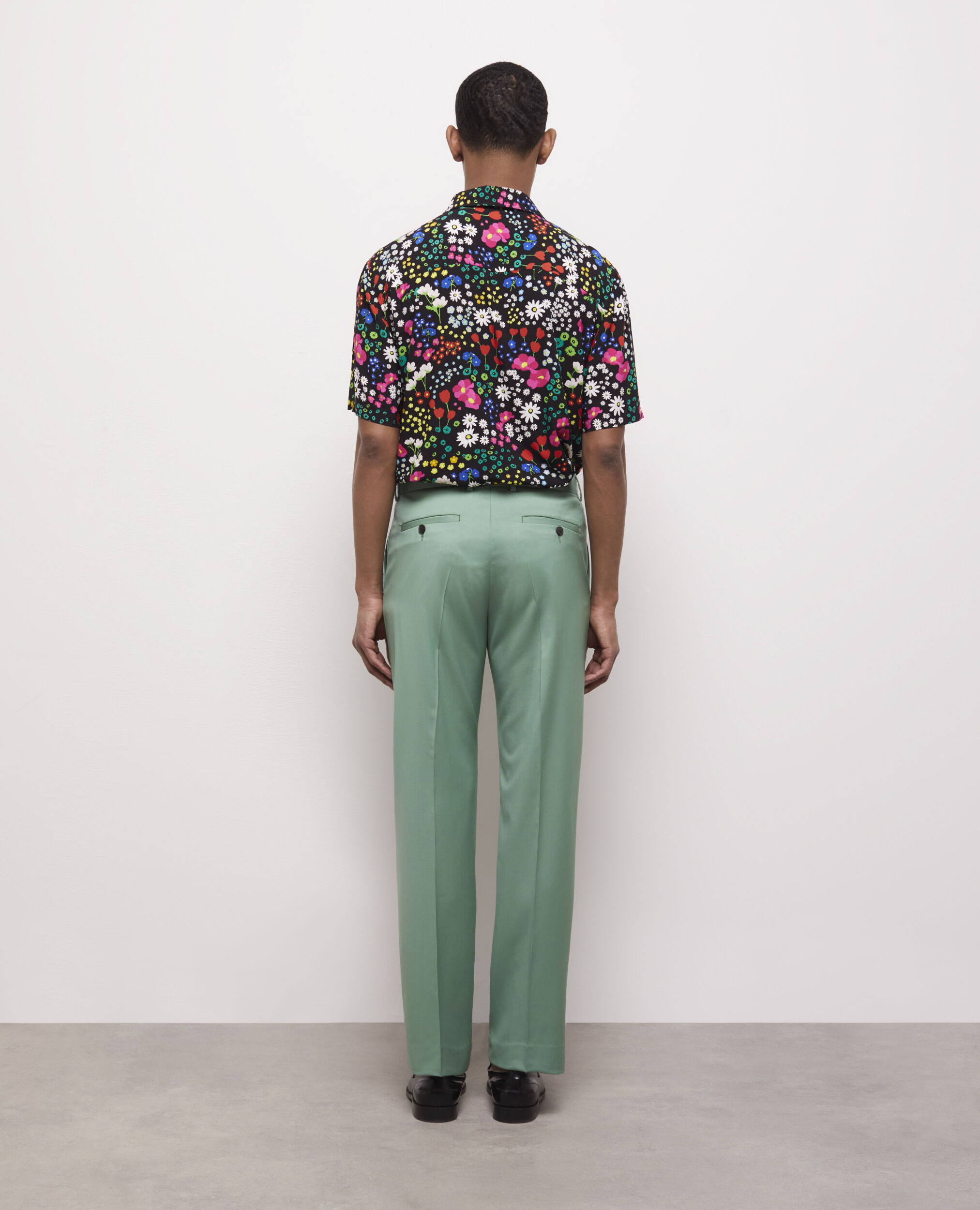 Pantalon de costume vert en laine
