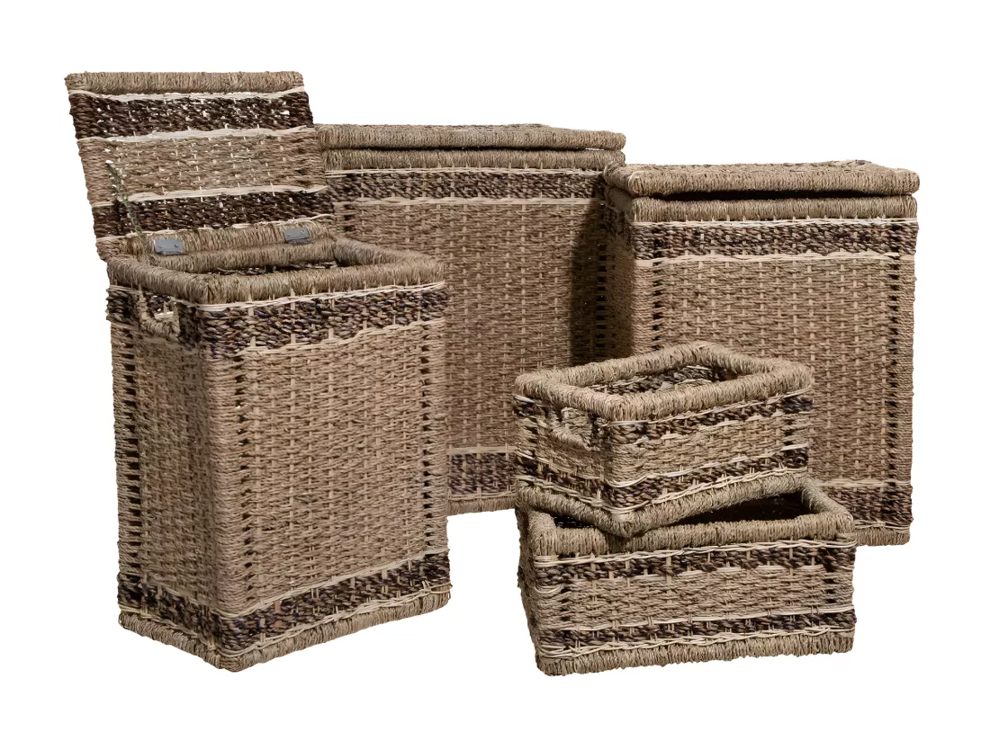 Set de 5 Paniers de rangement en Seagrass Beige et Marron