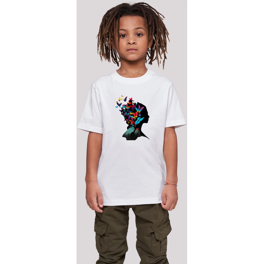 F4NT4STIC T-Shirt Schmetterling Silhouette TEE UNISEX weiß