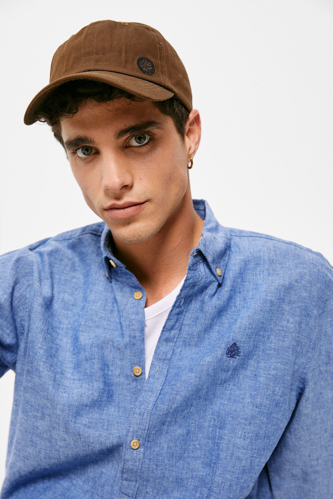 Camisa de linho, cor azul