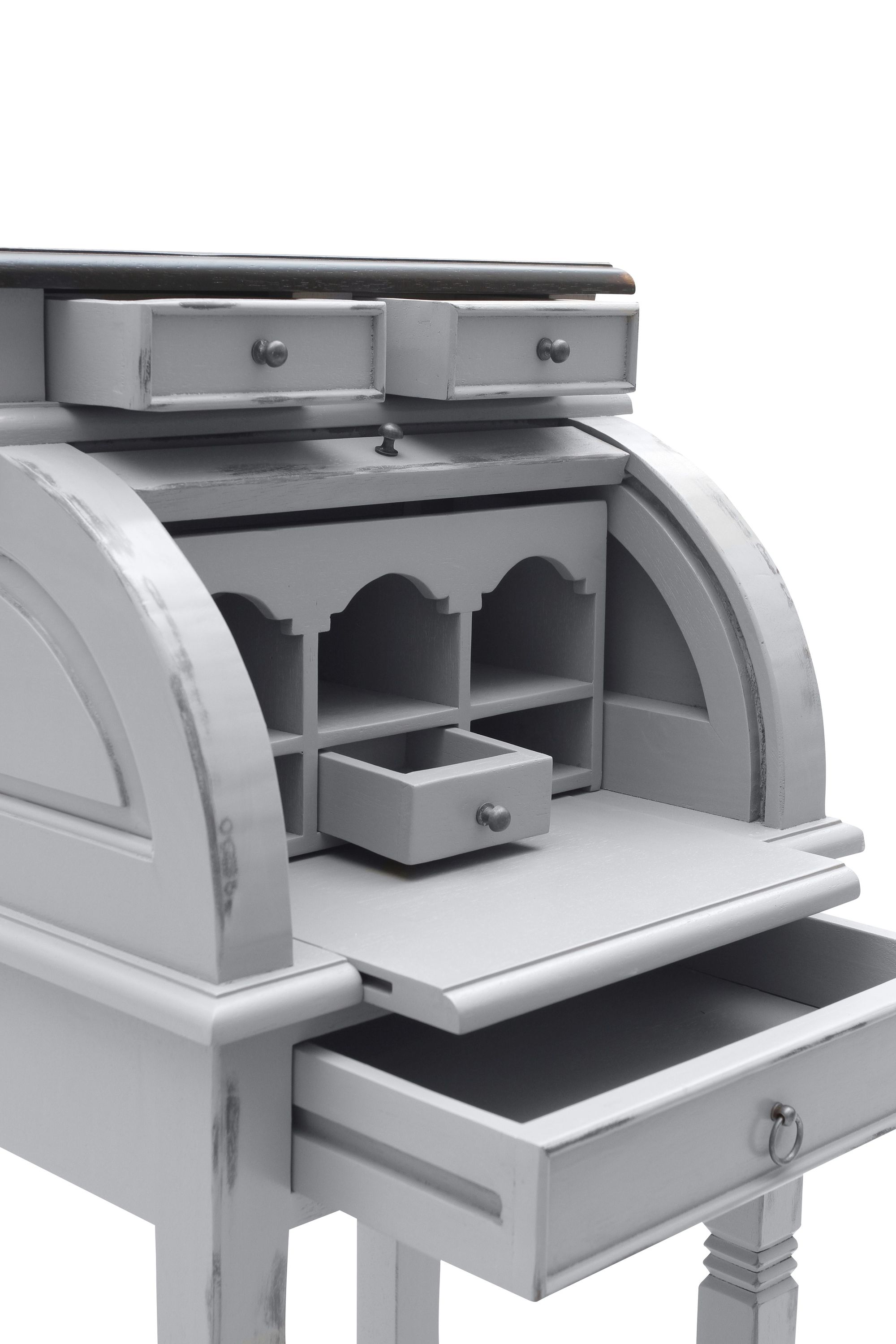 Sekretär Spa Akazie massiv Schreibtisch Bürotisch Kommode Schrank Highboard