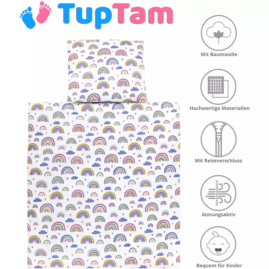 TupTam Unisex Baby Wiegenset 4-teilig pinkblau