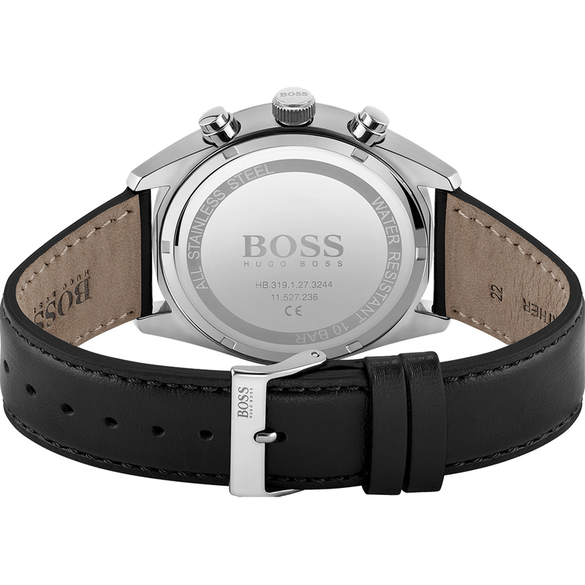 Montre Hugo Boss homme acier bracelet cuir noir
