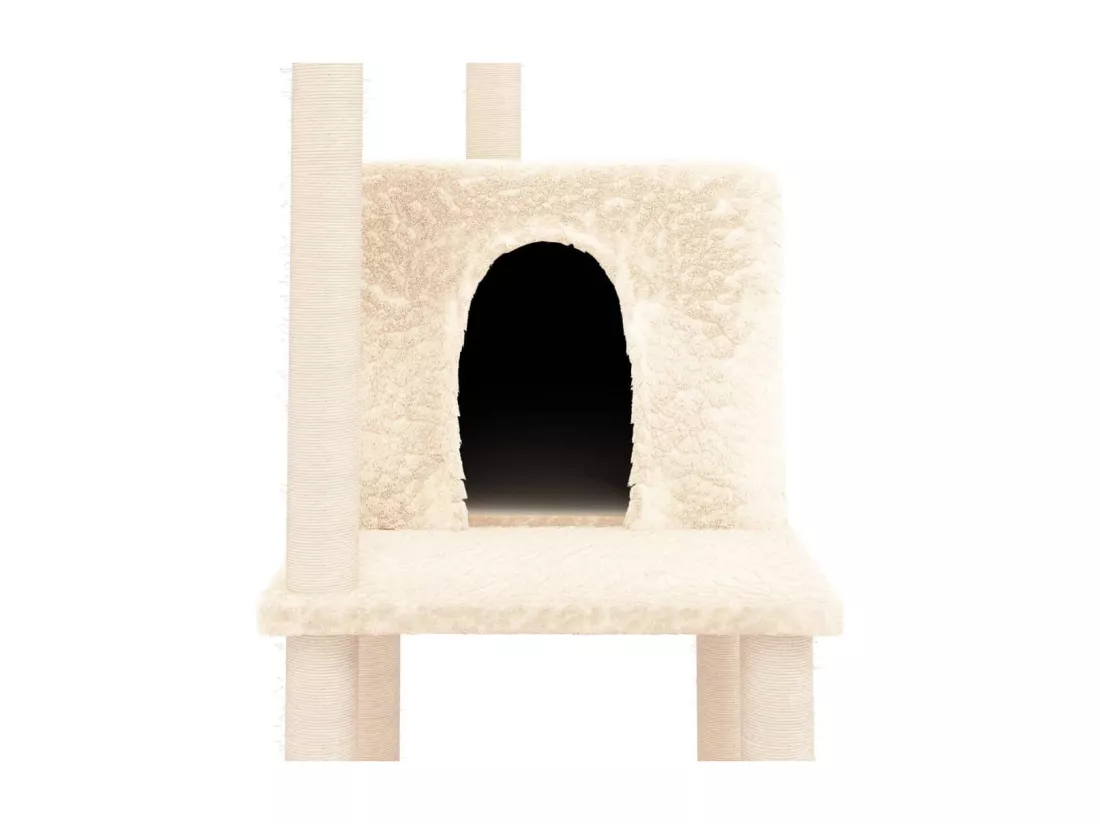 Arbre à chat avec griffoirs en sisal Crème 144,5 cm