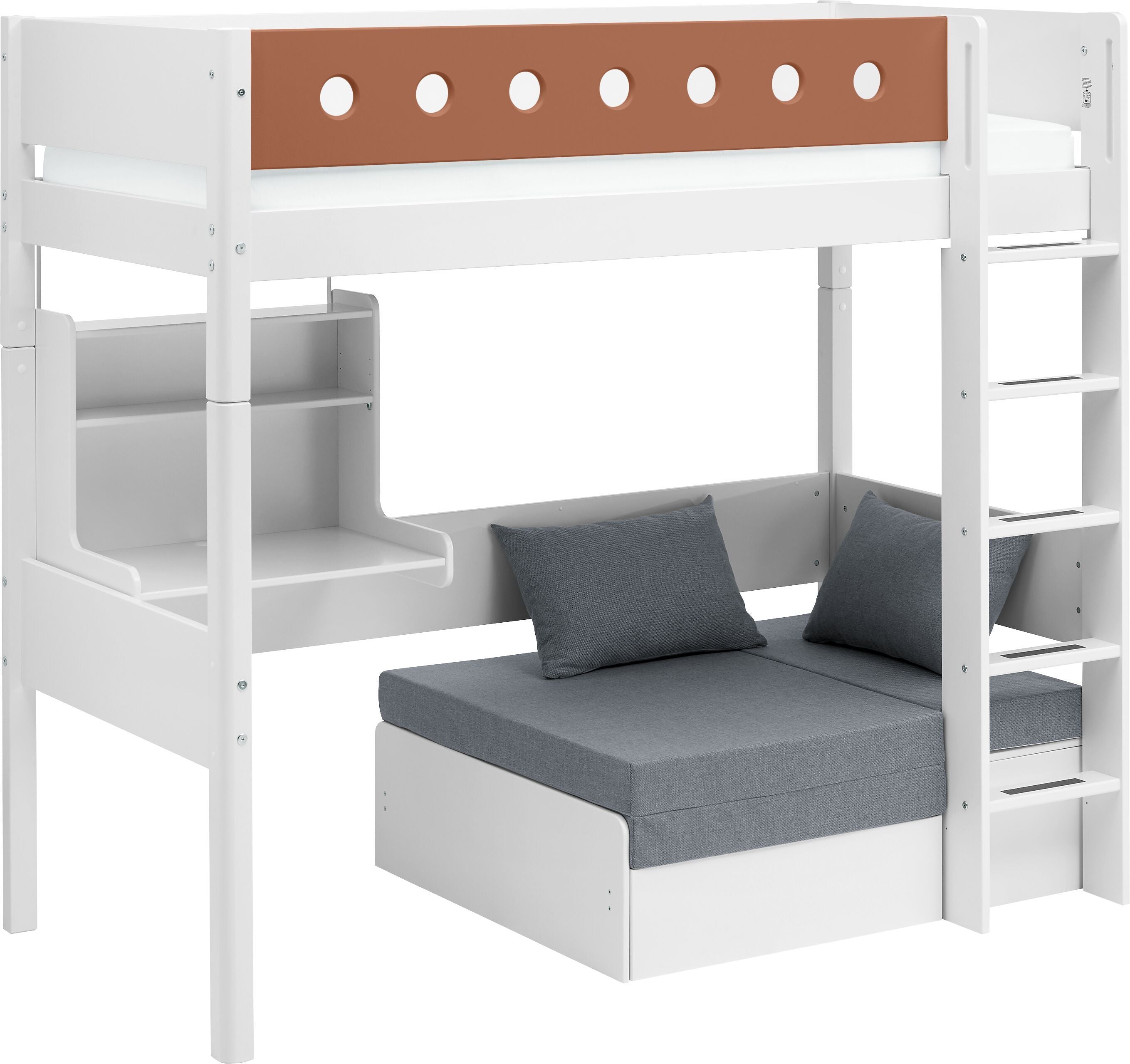 Flexa WHITE Hochbett - Rost / B: 109.0 cm x T: 210.0 cm x H: 185.0 cm