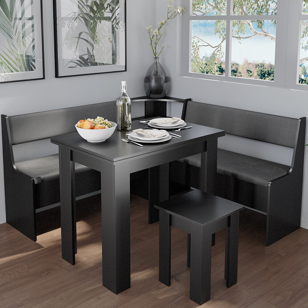 Vicco Küchenbank Sitzbank Esszimmerbank Roman Schwarz 107 cm modern Truhenbank Eckbankgruppe Esszimmergruppe Küchensitzgruppe Sitzbankgruppe Küchenmöbel Polstermöbel