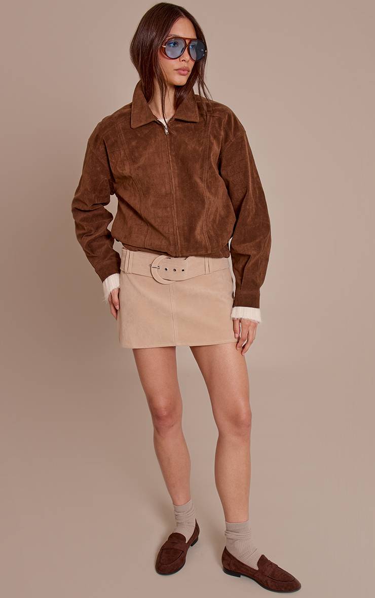 Chocolat Veste Bomber En Suède Effet Croco