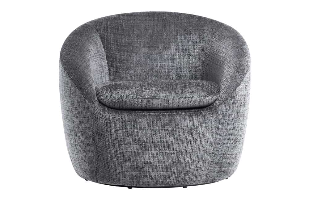 Drehbarer Design Sessel ALPINE grau Chenille Cremona 360° mit Armlehnen