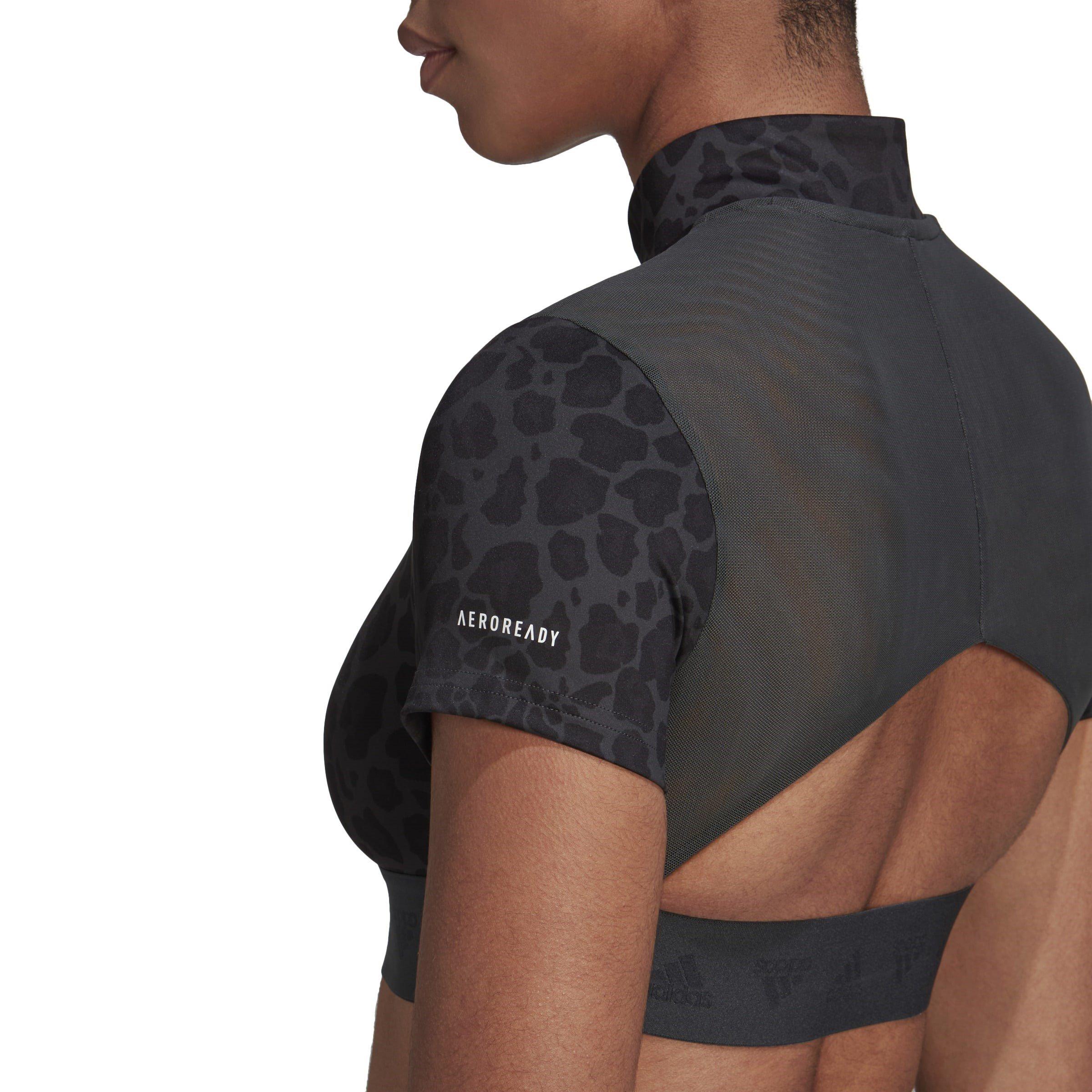 adidas Hyperglam Crop Zip Tee Womens