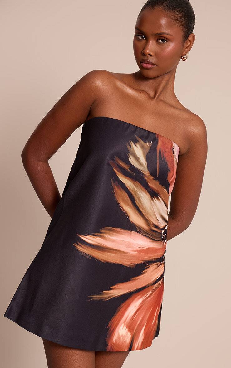 Noir Robe Droite À Imprimé Floral