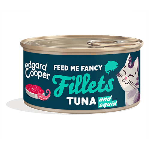 Edgard & Cooper Blikjes Tonijn en Inktvis Fancy Fillets Kat 24 x 70 gram | 12936