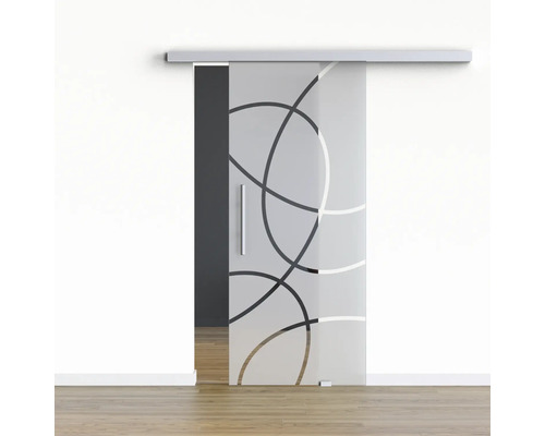 Pertura glazen schuifdeur Glera Loop 04 voor Selir beslag 1025x2050 mm met greepboring