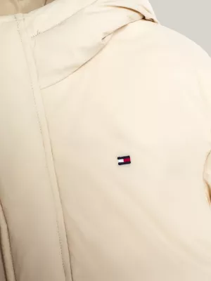 Jaqueta com capuz acolchoada unissex com logo