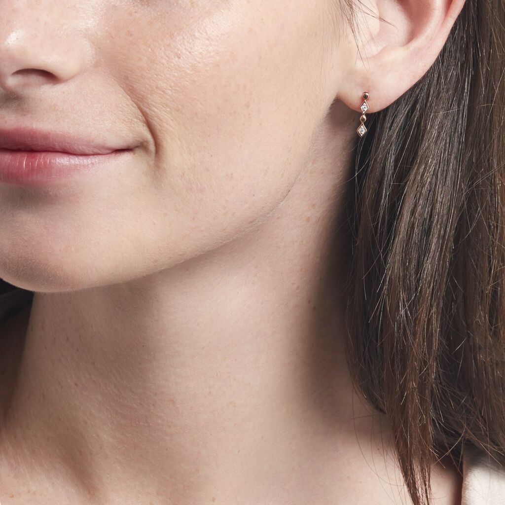 Boucles D'oreilles Puces Argent Rose Donaoxydes De Zirconium