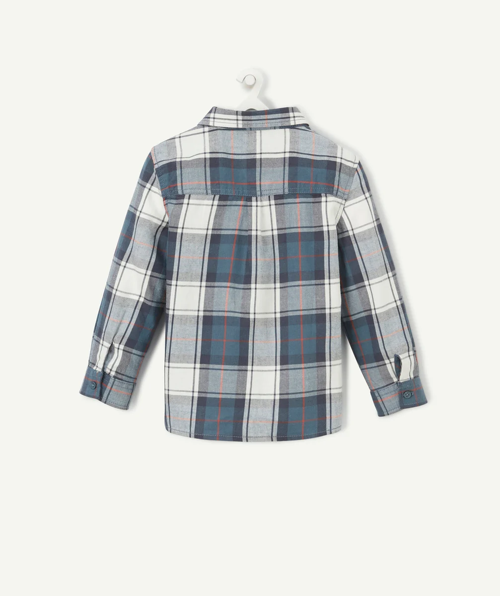 CHEMISE EN COTON À CARREAU BLEU ET GRIS BÉBÉ GARÇON