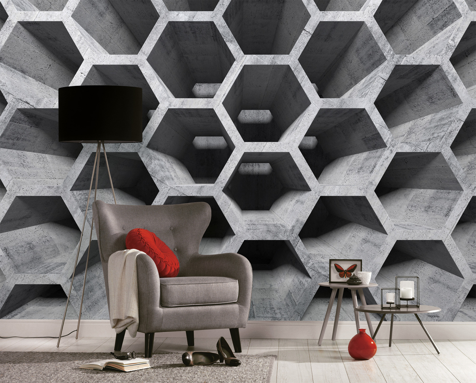Fototapete DESIGNWALLS - grau-schwarz - 3D-Art - 2,55 Meter