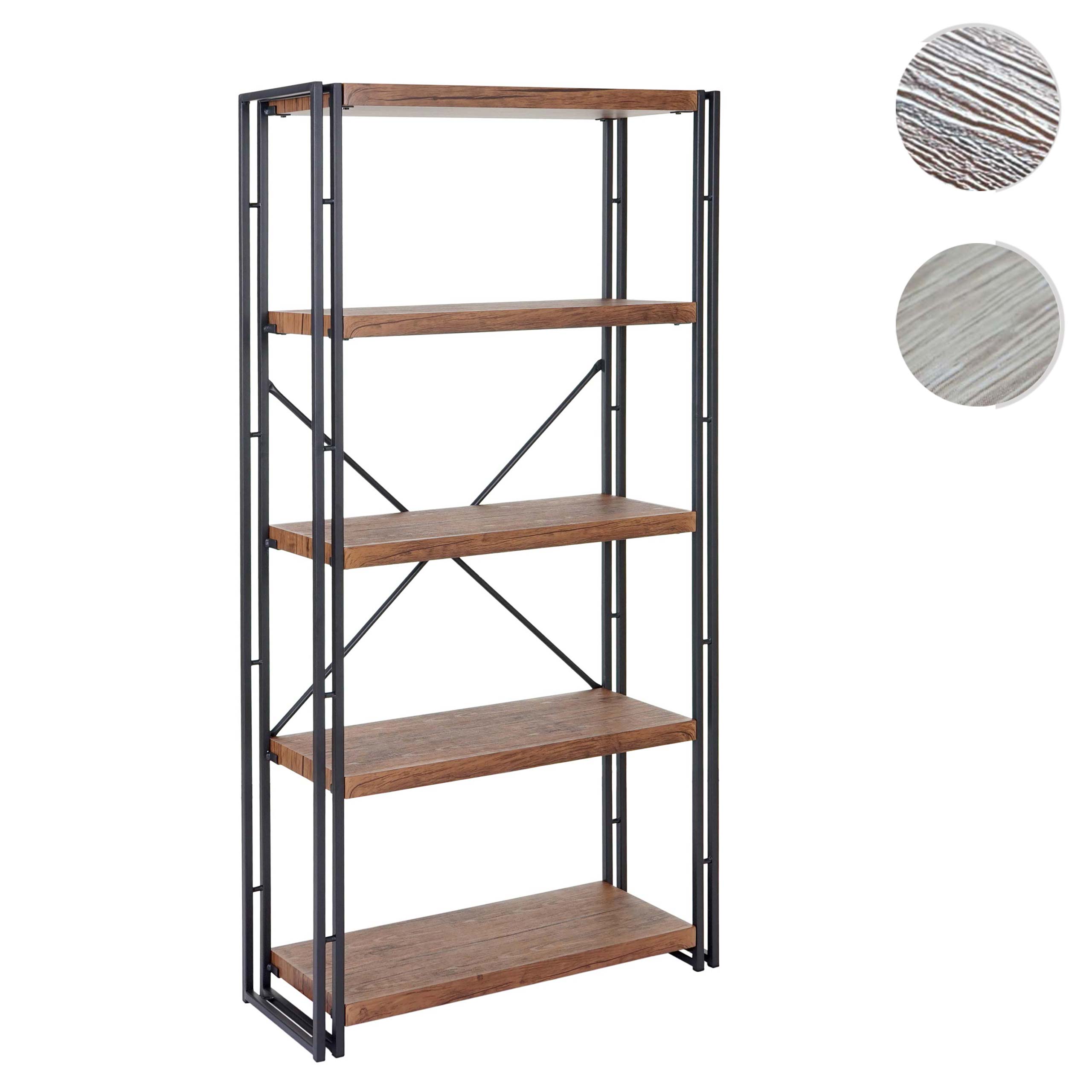 Bücherregal MCW-A27, Standregal Wohnregal, 165x80cm 3D-Struktur 5 Ebenen, Wildeiche-Optik